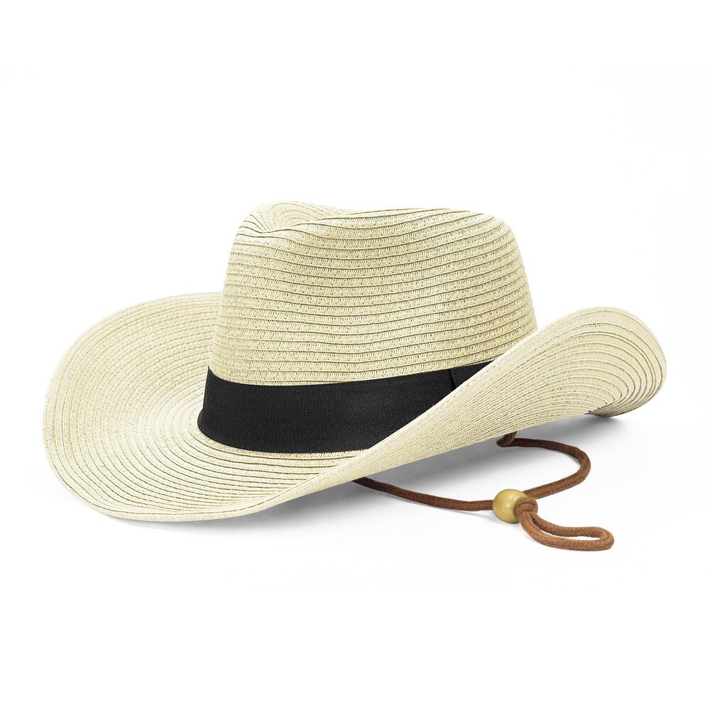 6803 Straw Cowboy Hat Western Cowgirl Hats with Shapeable Wide Brim